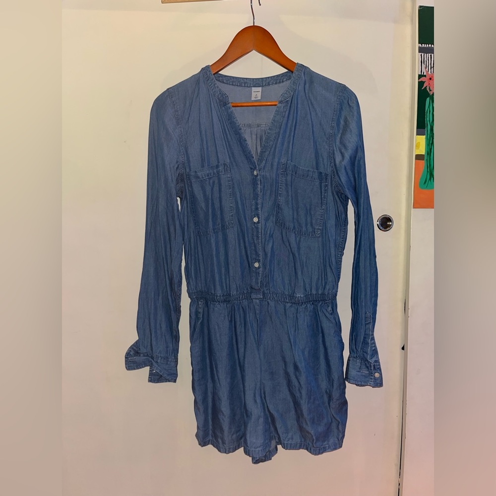 Old Navy Denim Long Sleeved Romper